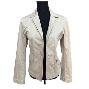 Caribbean Joe Women's Classic Casual Beige Blazer Jacket With Pockets Size M